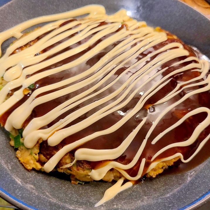 ふわふわ食感!オートミールニラお好み焼き